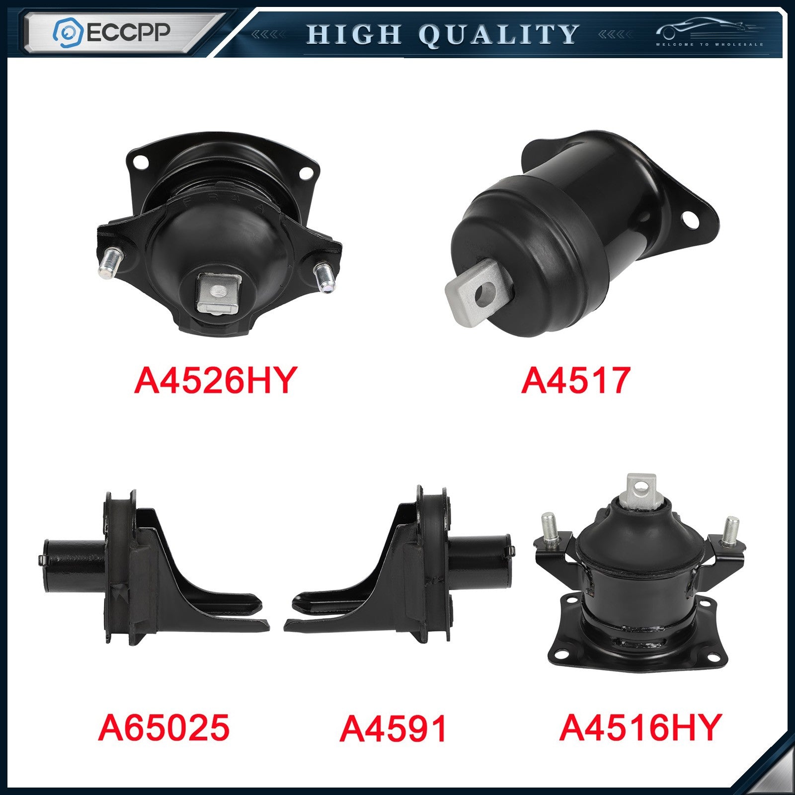 ECCPP 5Pcs Engine Motor Mount Fits Acura TSX 2004-2008 2.4L A4591 A4516HY AT MT 6B93BC-57