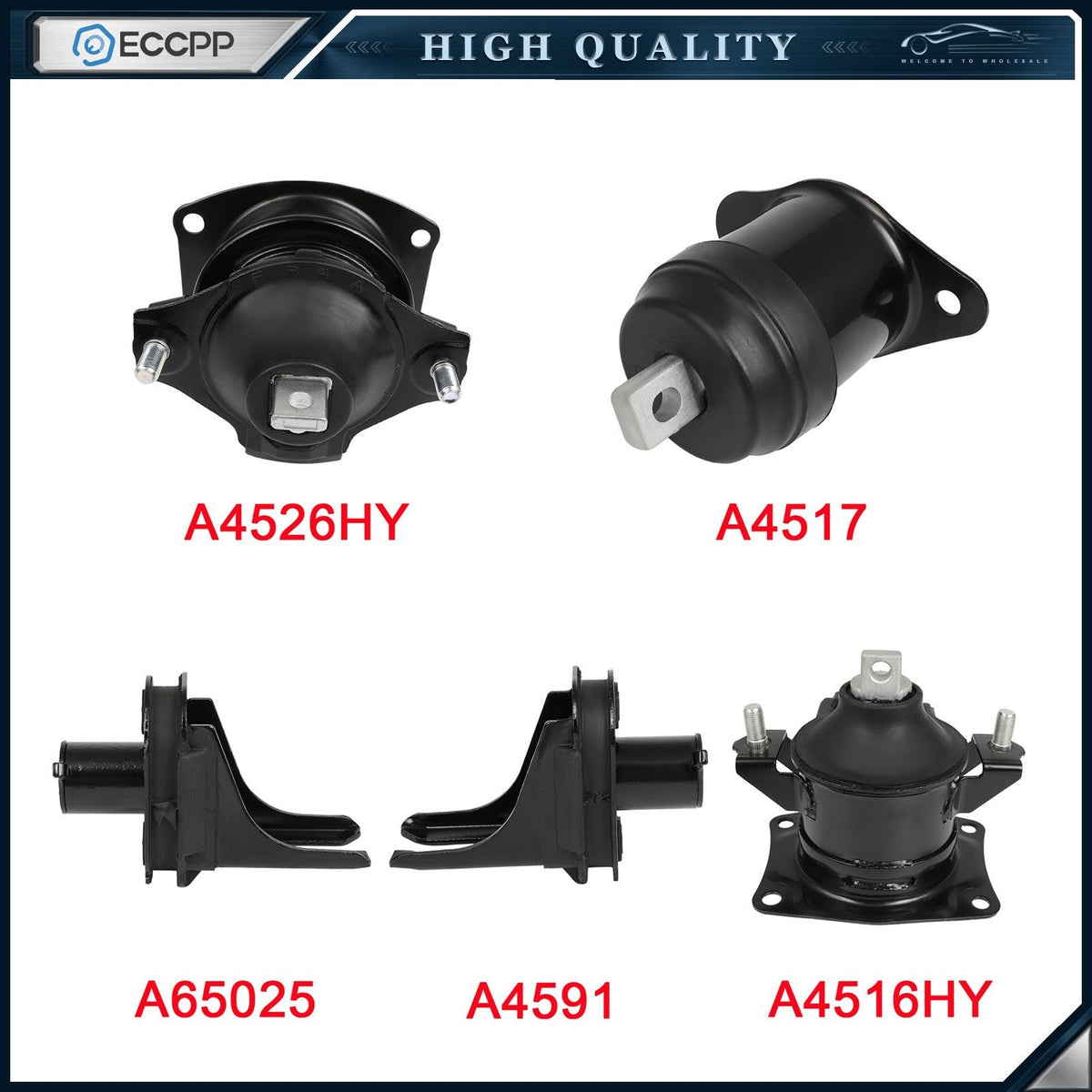 ECCPP 5Pcs Engine Motor Mount Fits Acura TSX 2004-2008 2.4L A4591 A4516HY AT MT 6B93BC-57