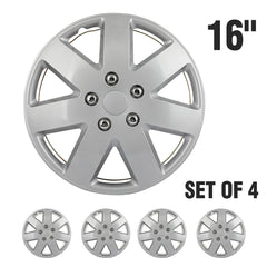 ECCPP 4Pcs Wheel Covers Fits 5 Lug R16 Tire Snap On 16" Wheel Hub Caps Silver ECCPP