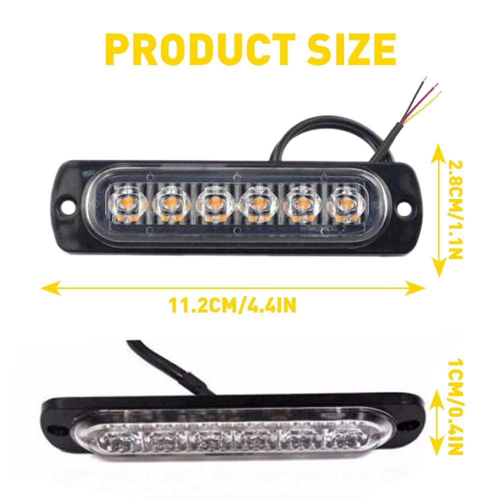20PCS 6 LED Amber Grill Side Marker Emergency Strobe Light Bar Kit Tow Truck 6B93BC-57