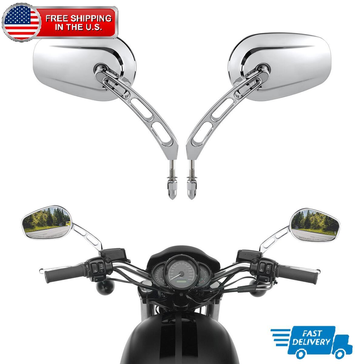 Chrome Rear-View Mirrors For Harley Road Street Glide Sportster Dyna Softail FL
