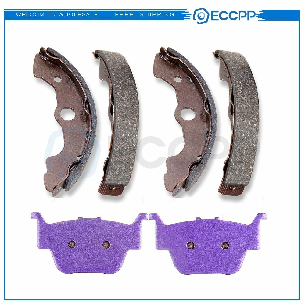 F + R 1 Pair Brake Pads and 2 Pairs Brake Shoes For Honda TRX650FA Carbon Fiber 6B93BC-57
