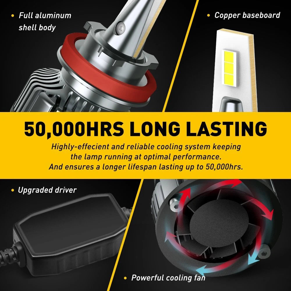 2X AUXITO H11 H8 LED Headlight Kit Low Beam Bulb Super Bright 24000LM Y13 EOA AUXITO