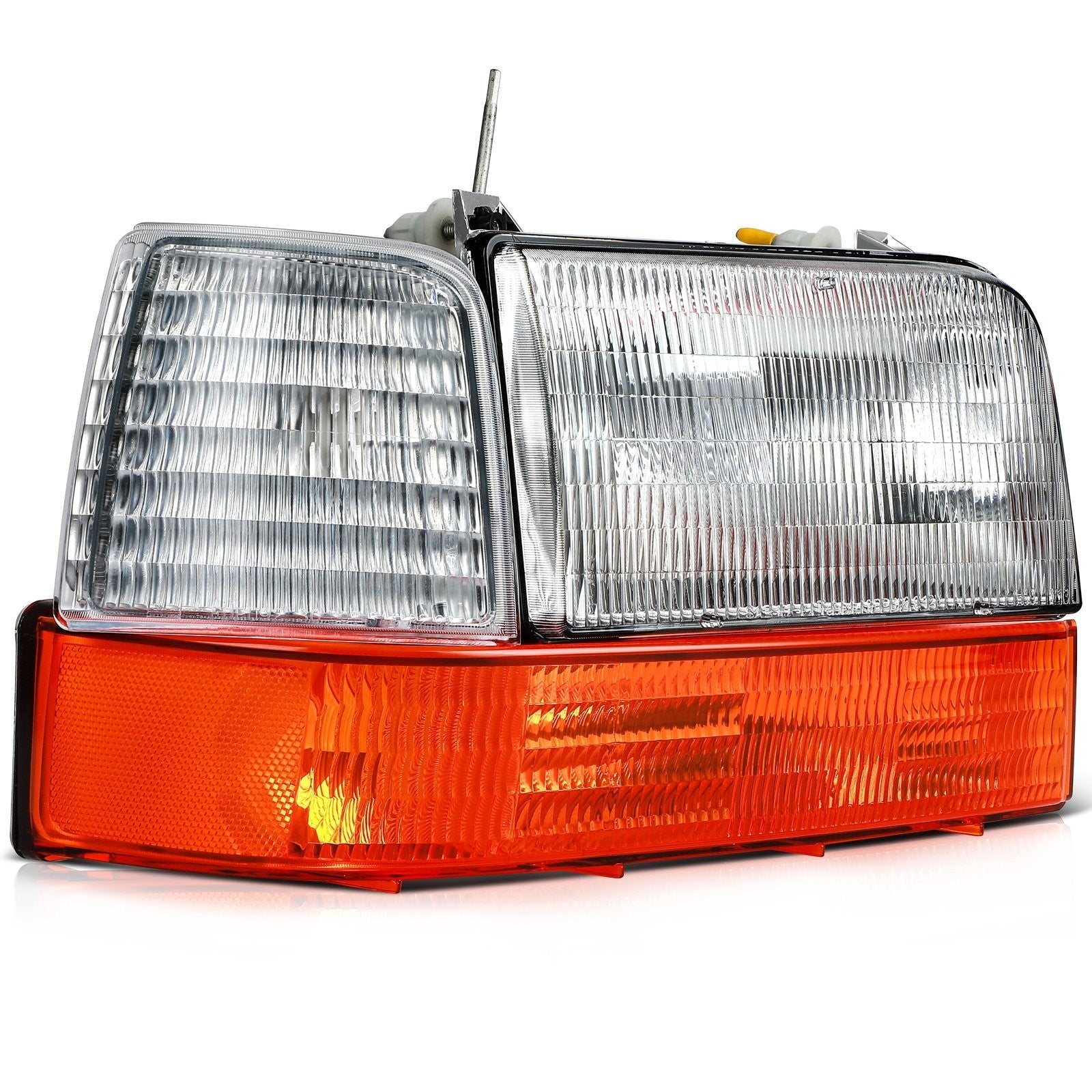 Pair Kit Headlights For 1992-1997 Ford Bronco F-150 F-250 F-350 Chrome Amber 6B93BC-57