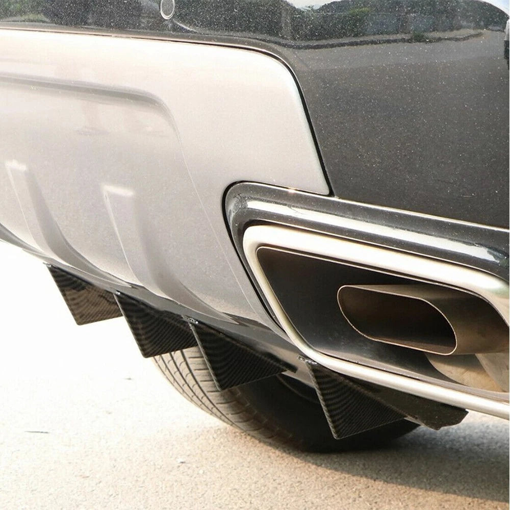 Universal 4x Car Rear Shark Fins Lower Bumper Splitter Diffuser Lip Carbon Fiber 6B93BC-57