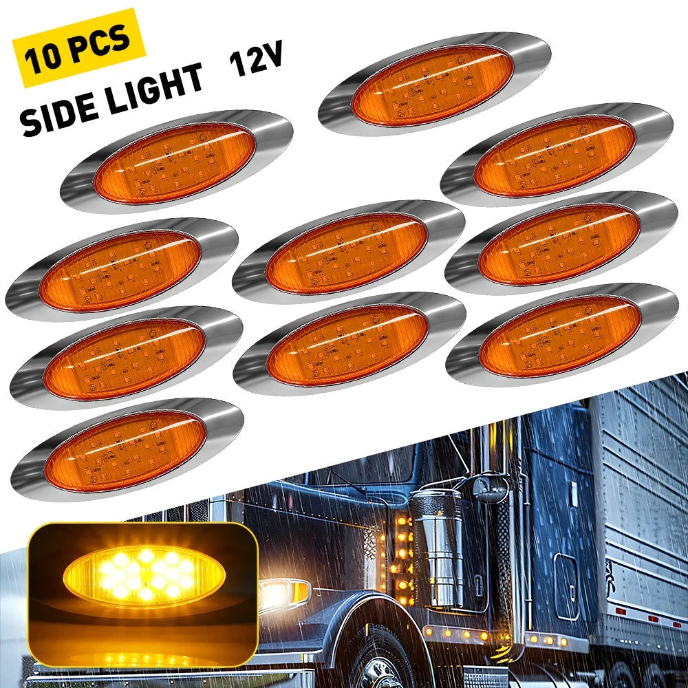 10x 6.5" Amber Oval LED Side Marker Lights Truck Trailer Semi Clearance Light EA 6B93BC-57