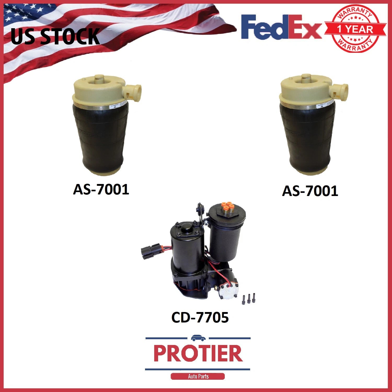 97-02 Compatible for Ford Expedition RWD Rear Air Springs & Air Compressor w/ 6B93BC-57