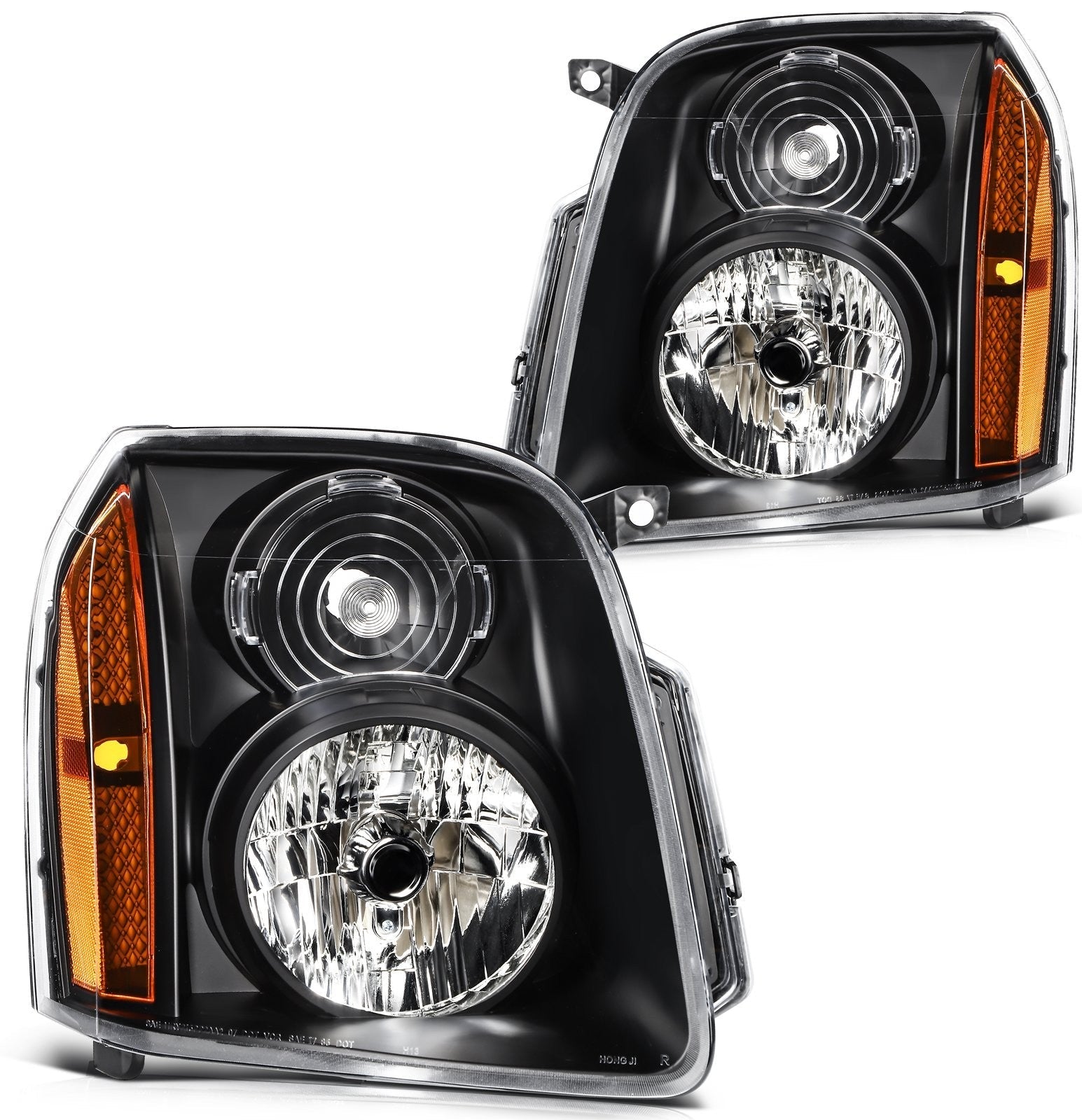ECCPP Headlights Assembly For GMC Yukon Yukon XL 2007-2014 Pair Kit Black Amber KOEEP