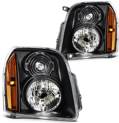 ECCPP Headlights Assembly For GMC Yukon Yukon XL 2007-2014 Pair Kit Black Amber KOEEP