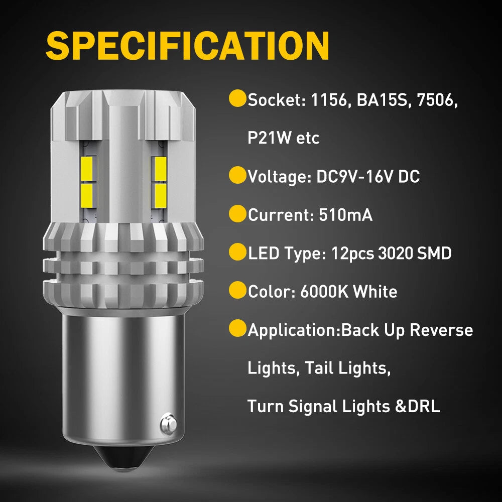 AUXITO 1156 7506 LED Backup Reverse Light Bulbs 6000K Super Bright White Canbus AUXITO