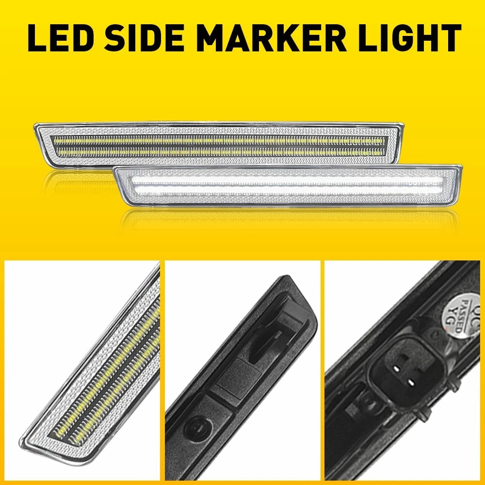 For 2015-2022 Dodge Challenger Rear White Bumper Side Marker Lamps Lights 6B93BC-57
