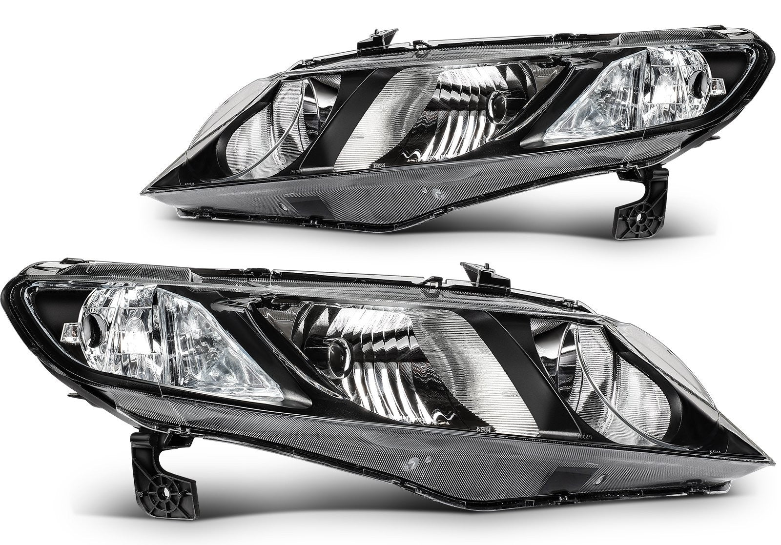 ECCPP Headlights Assembly For Honda Civic 1.8L 2.0L 2006-2011 Pair Kit Black 6B93BC-57