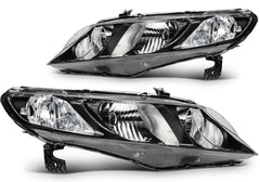 ECCPP Headlights Assembly For Honda Civic 1.8L 2.0L 2006-2011 Pair Kit Black 6B93BC-57