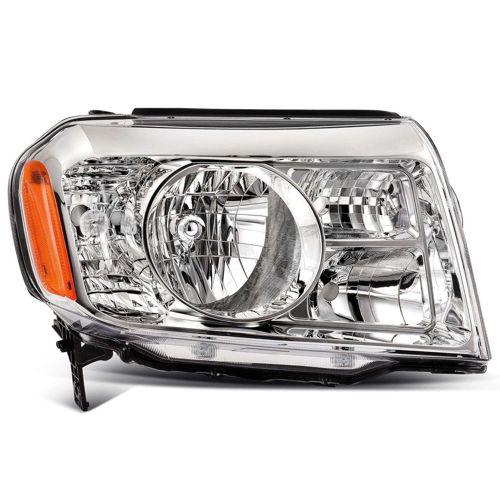 Pair Kit Headlights Assembly For 2009-2011 Honda Pilot SUV 3.5L Chrome Amber 6B93BC-57