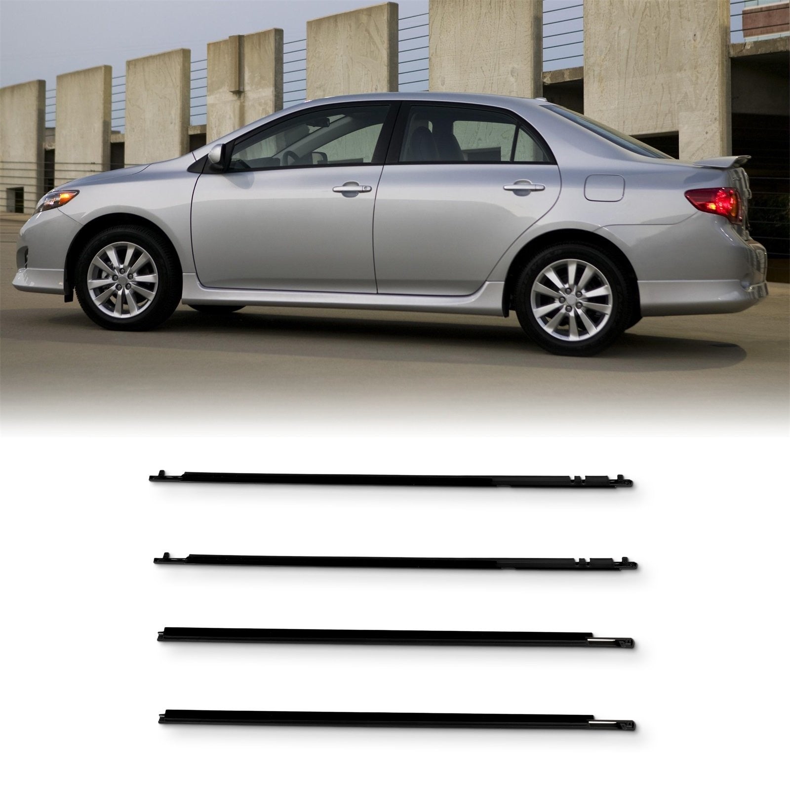 For 2009 2010-2012 Toyota for Corolla Door Window Seal Belt Molding Front & Rear KOEEP