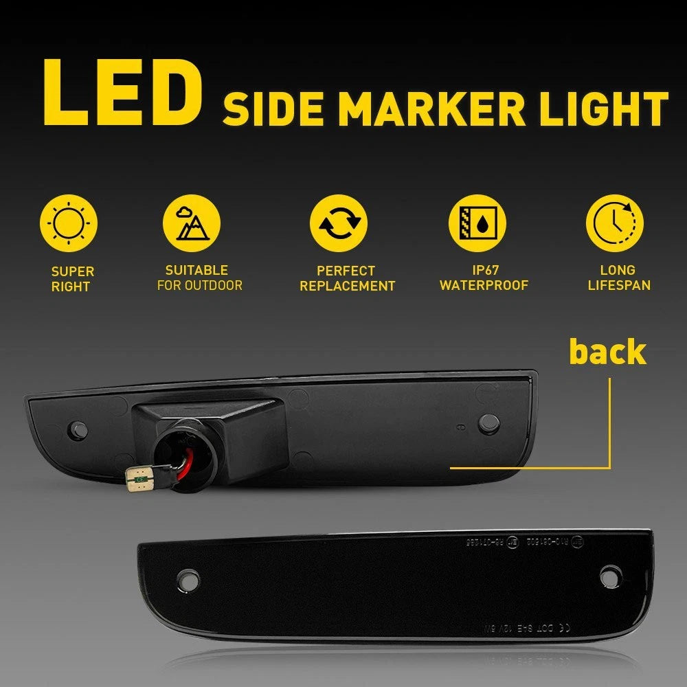 For 97-01 Jeep Cherokee Amber Smoked LED Front Side Corner Parking Marker Lights 6B93BC-57