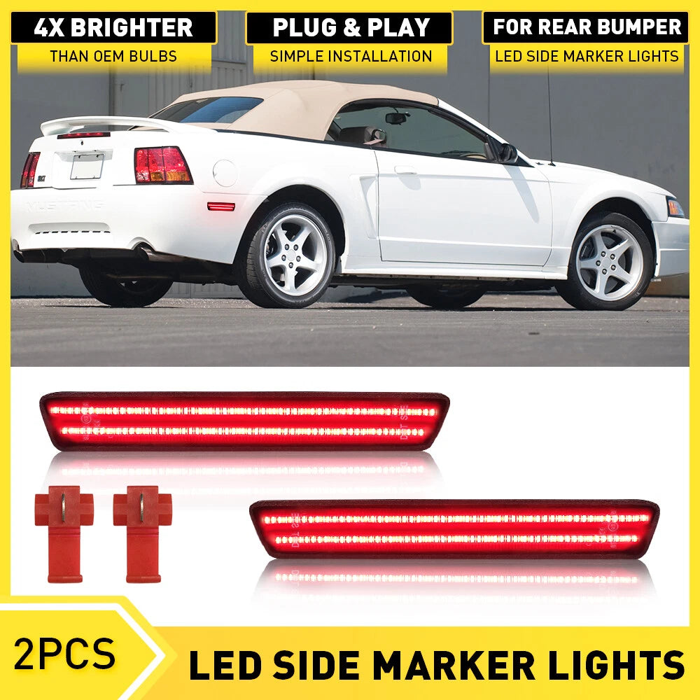 SMOKED Lens Rear LED Side Marker Light Bumper Reflector For 99-2004 Ford Mustang 6B93BC-57