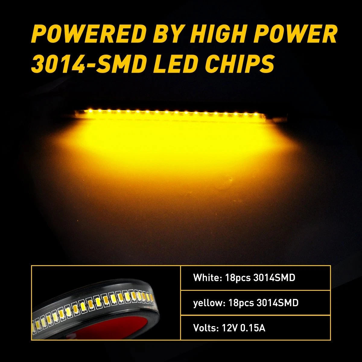 2pcs Switchback W/A LED Signal Turn Daytime Motorcycle DRL Strips Light D 6B93BC-57