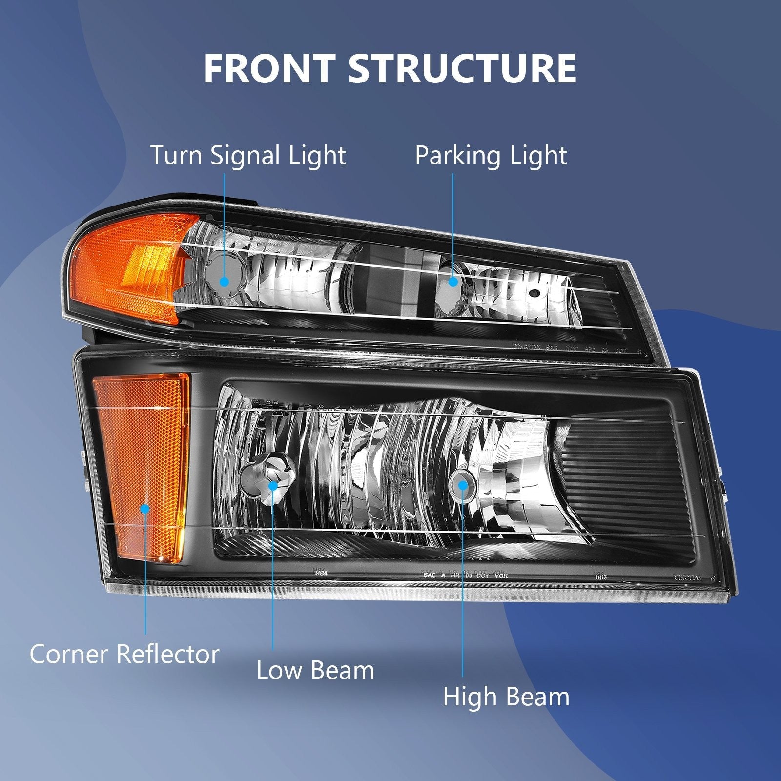 Pair Headlights Assembly For 2004-2012 Chevrolet Colorado GMC Canyon Black Amber 6B93BC-57