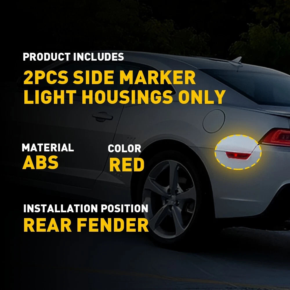 For 2010-2015 Chevy Camaro Rear Red Lens Side Marker Lights Lamp Housing LH RH A 6B93BC-57