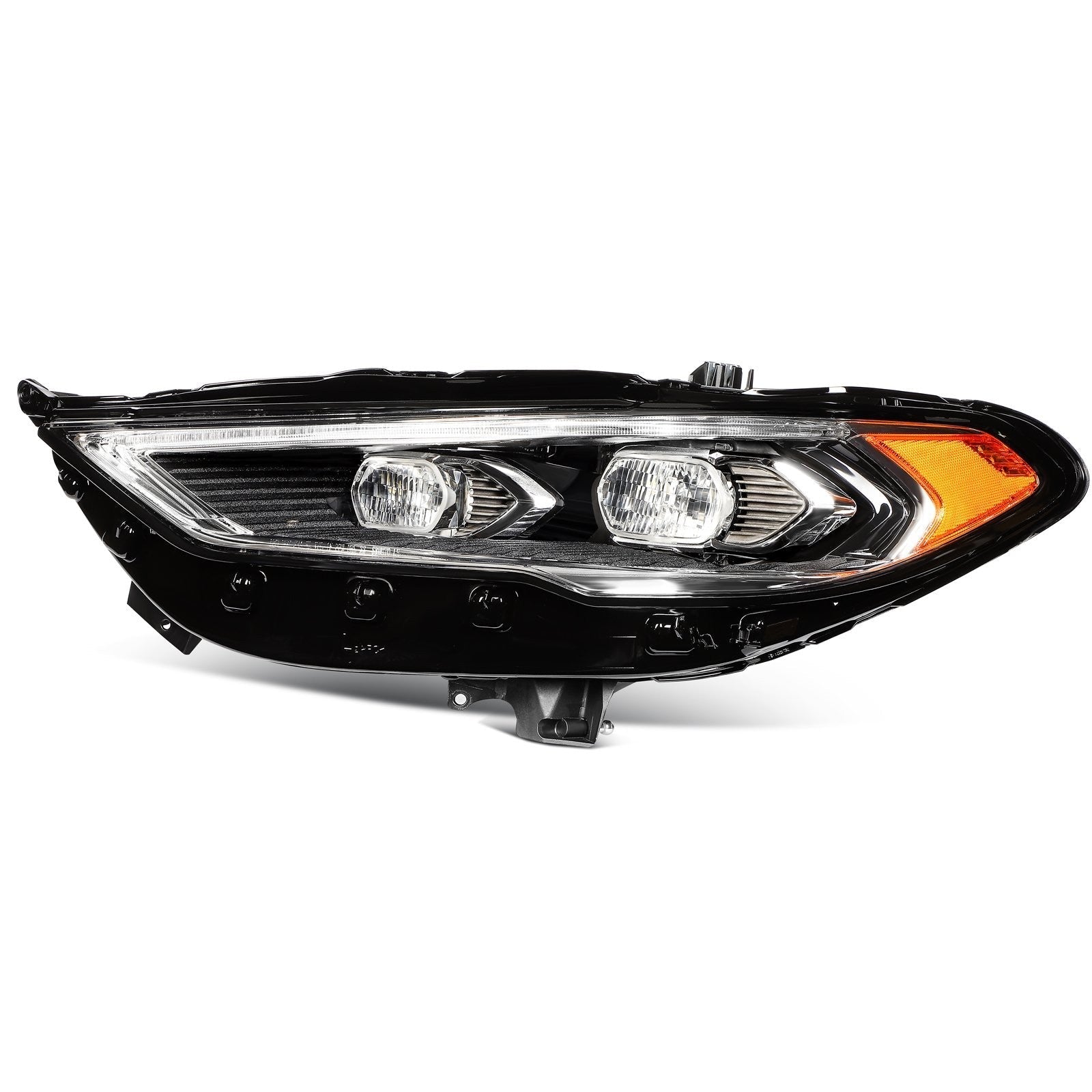 ECCPP LED Headlight Assembly For Ford Fusion 2017-2020 Left Side Black Amber 6B93BC-57