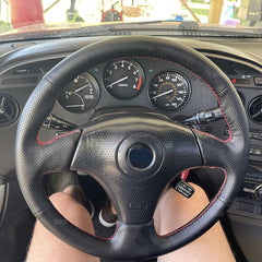 Steering Wheel Wrap For Toyota RAV4 1998-2003 Black Perforated Leather Cover