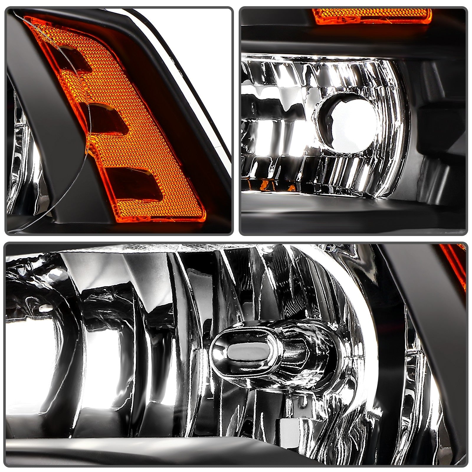 Pair Kit Headlights Assembly For 2009-2018 Dodge Ram 1500 2500 3500 Black Amber 6B93BC-57