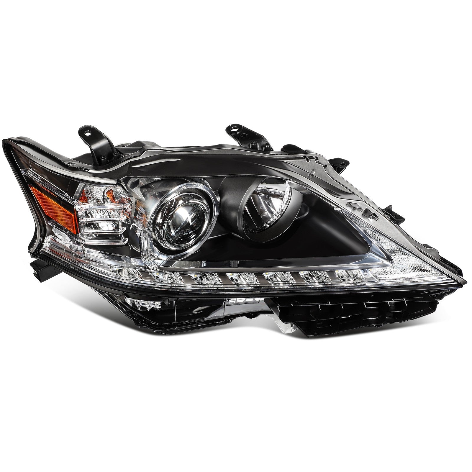 Pair Kit Headlights Assembly For 2013-2015 Lexus RX350 RX450h 3.5L Black Amber 6B93BC-57