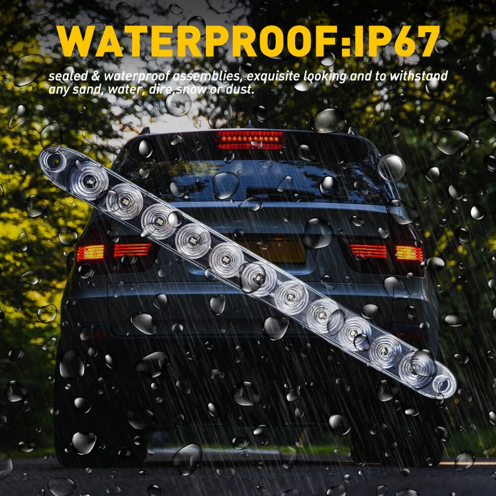 2PCS RED 15INCH LED LIGHT BAR TRAILER TRUCK STOP TURN TAIL REAR BRAKE CLEAR LENS 6B93BC-57