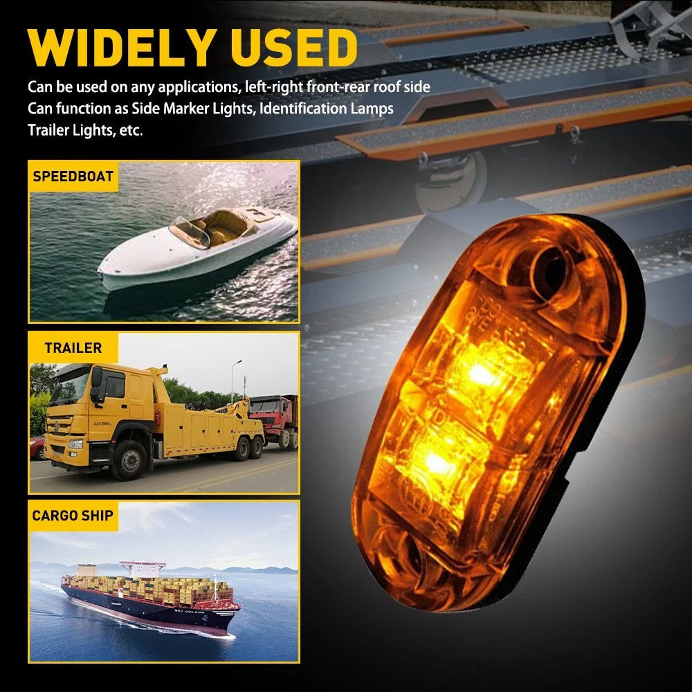 10pcs Amber LED 2.5" Truck Car Trailer RV Side Marker Clearance Lights Lamps EOA 6B93BC-57