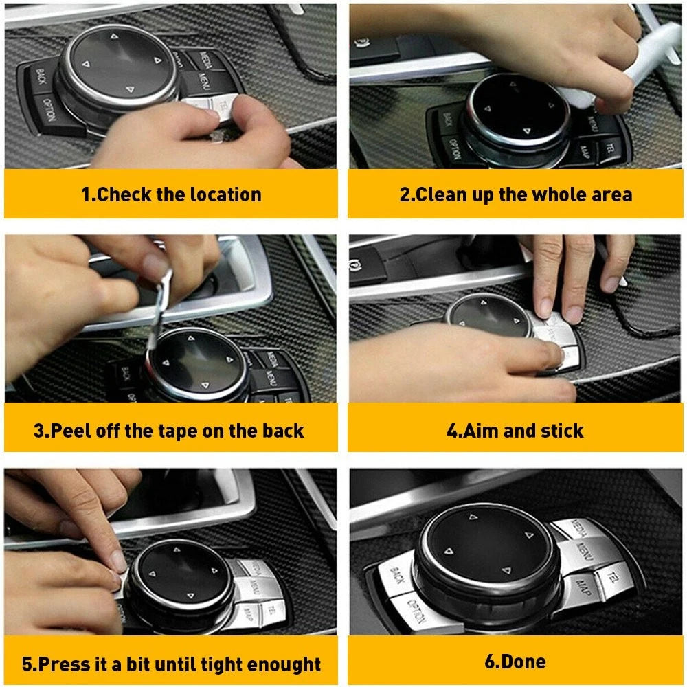 Chrome iDrive Multi Media Button Decor Cover Trim For BMW 3 5 6 Series X5 X6 EOA 6B93BC-57