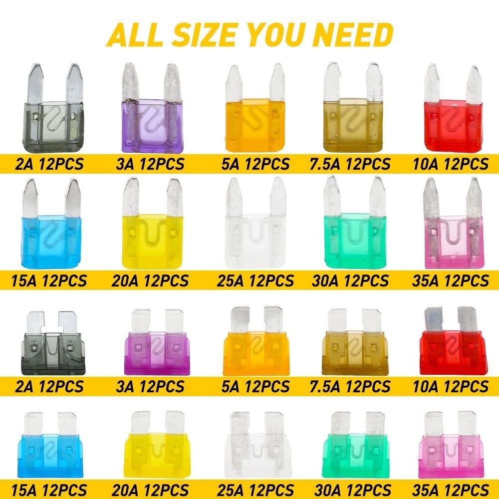 220pcs Micro Low Profile Blade Fuse Mini Assortment Set Fits Car Boat SUV 2-35A 6B93BC-57