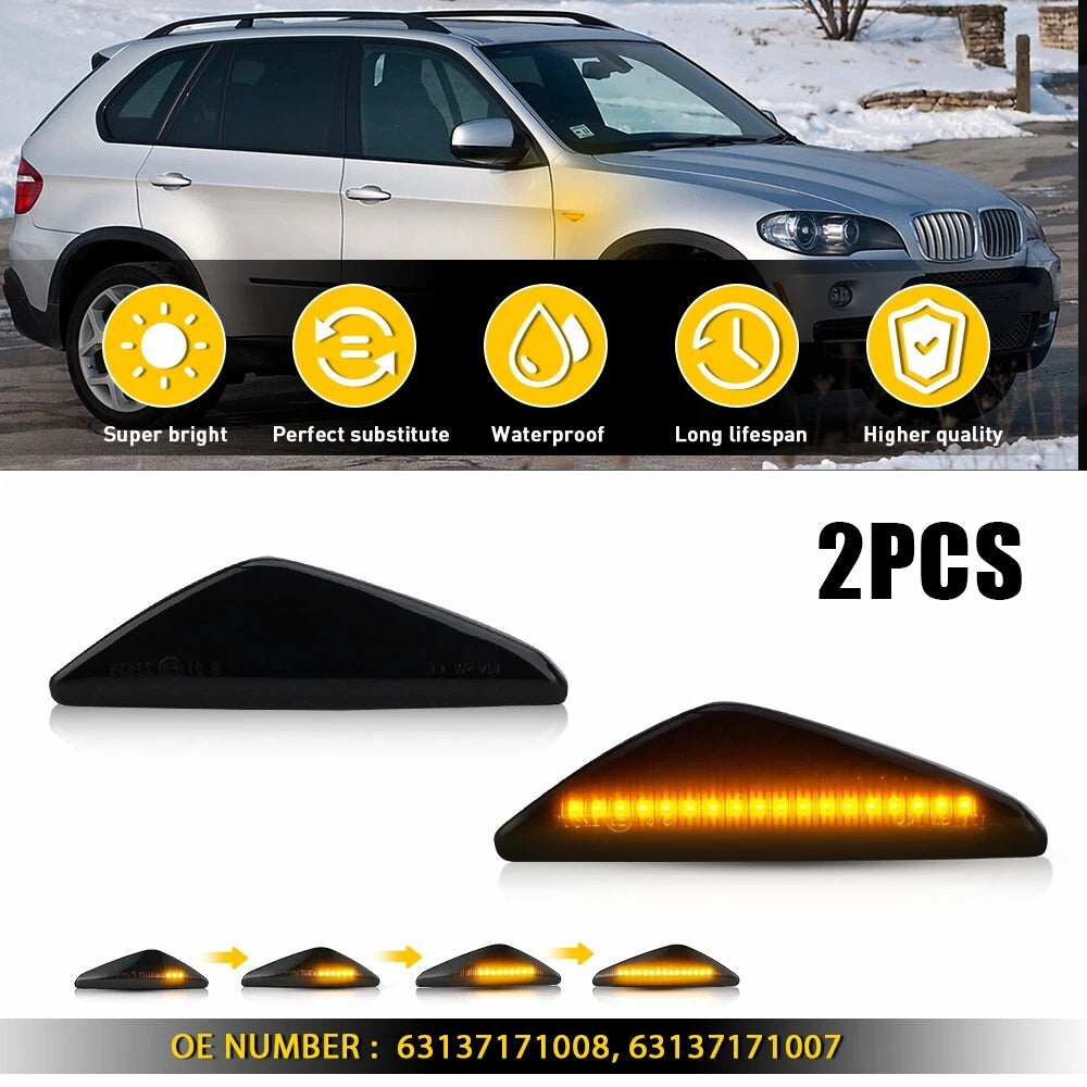2X Dynamic Blink Fender LED Side Marker Light For BMW X3 F25 X5 E70 X6 E71 E72 A 6B93BC-57