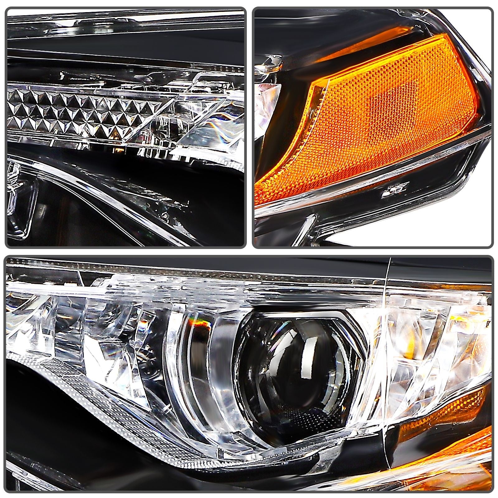 ECCPP Headlights Assembly For Toyota For Corolla 1.8L 2017-2019 Pair Black Amber 6B93BC-57