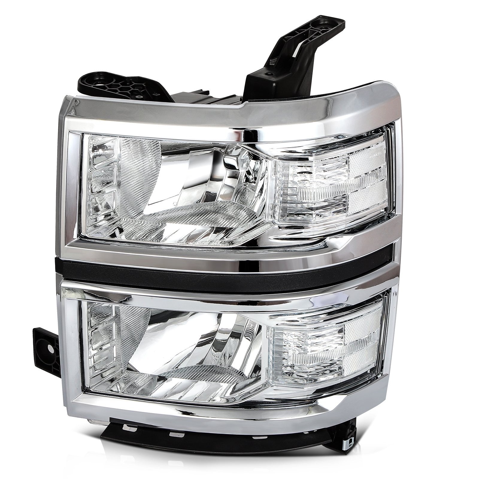 Pair Headlights Assembly For 2014-2015 Chevrolet Silverado 1500 4.3L 5.3L Chrome 6B93BC-57