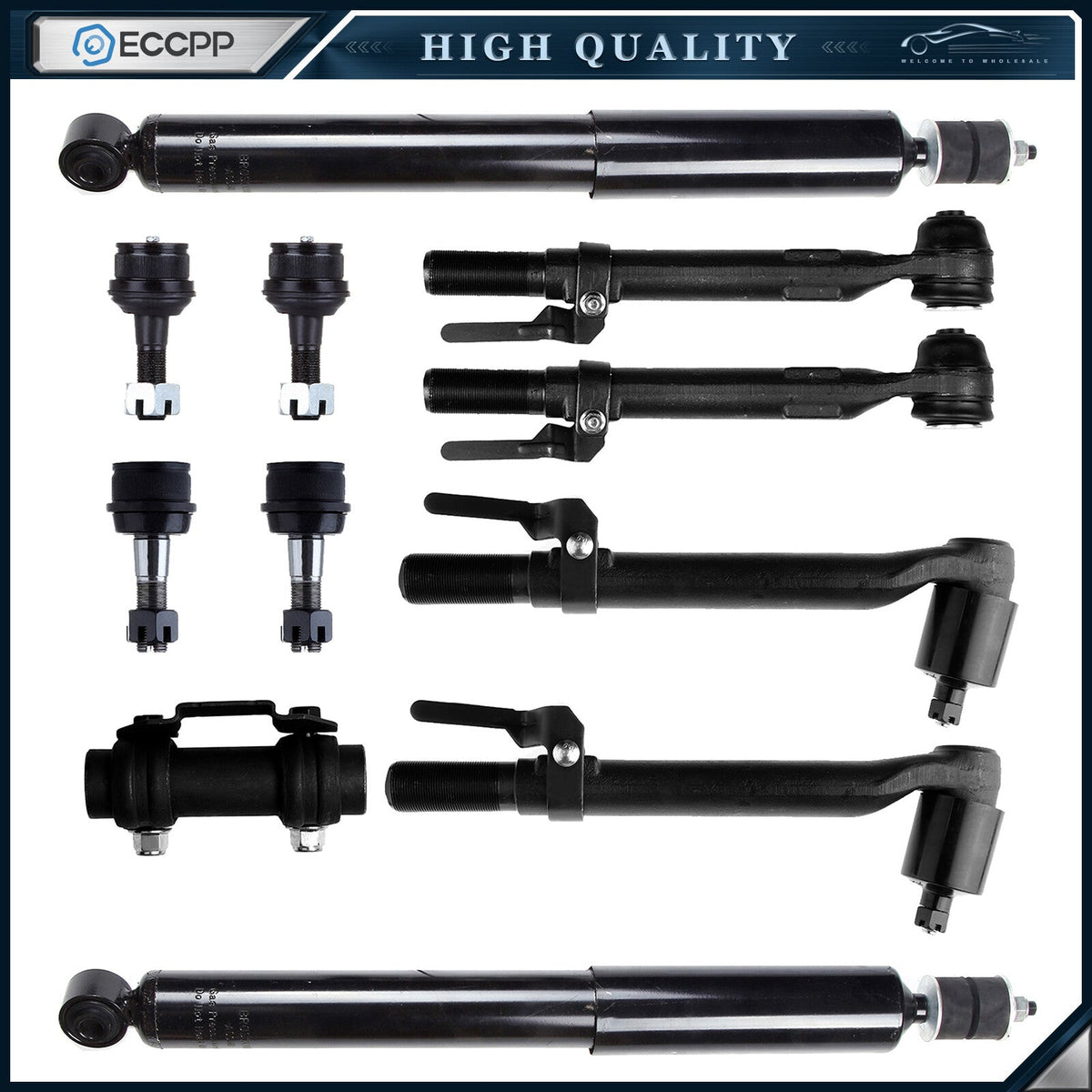 Front Tie Rod Ball Joint Drag Link Shock Steering Suspension Kit Set For Ford KOEEP