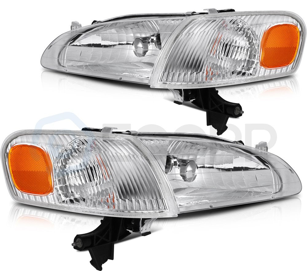 ECCPP Headlights Assembly For Toyota For Corolla 1.8L 1998-200 Pair Chrome Amber 6B93BC-57