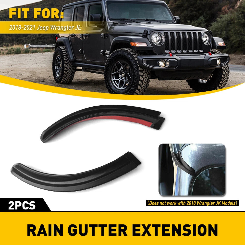 2X Water Rain Gutter Car Extension For Jeep Wrangler JL 18-21 Gladiator JT EOA 6B93BC-57
