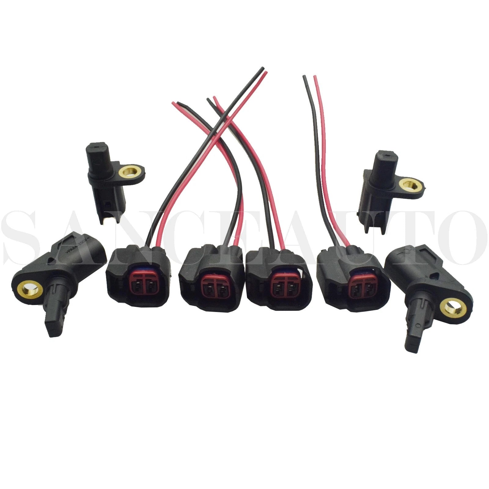 4pc ABS Wheel Speed Sensor W/ Connector Front Rear For Ford Jaguar Lincoln Volvo 6B93BC-57