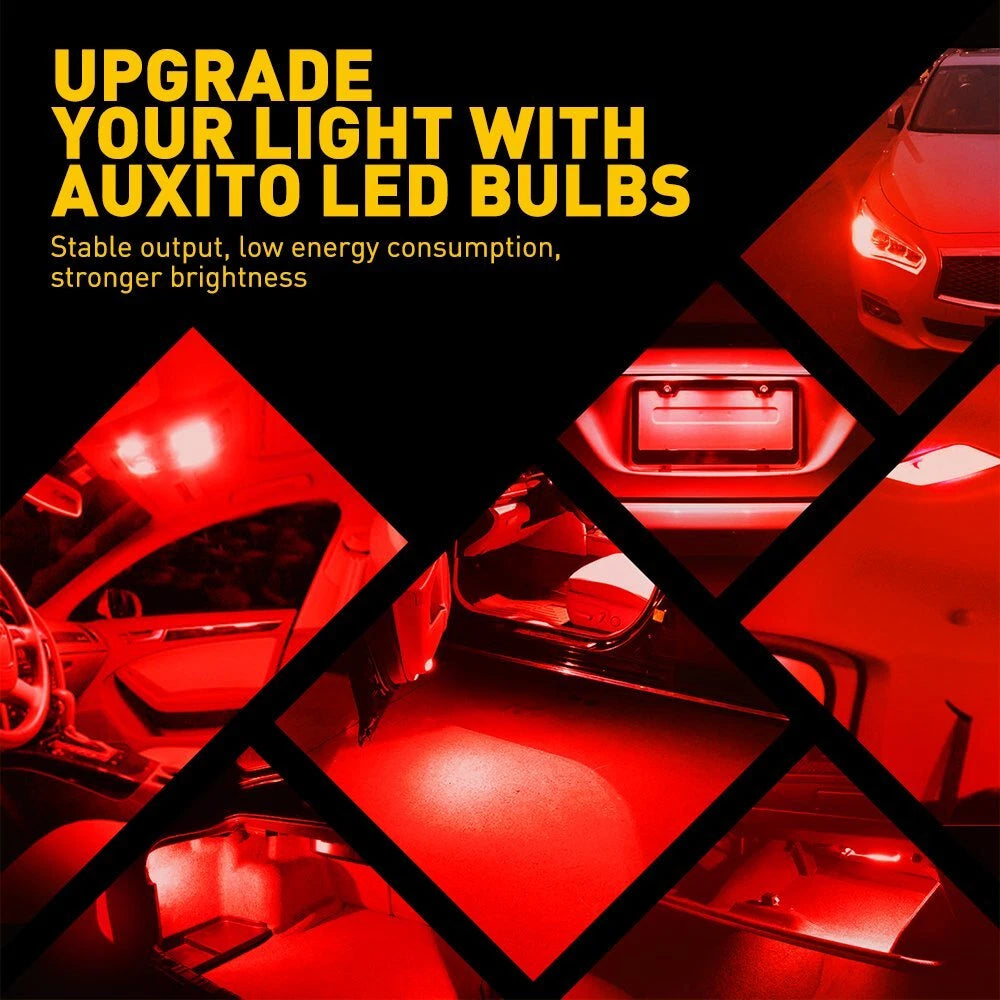 AUXITO Red Parking LED Bulbs Light 168 192 194 2825 T10 Wedge Canbus Bright 10PC AUXITO