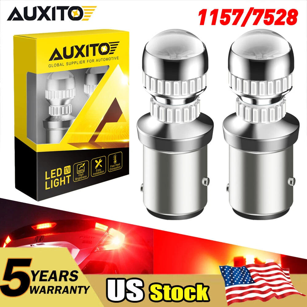 2-10x AUXITO 1157 7528 LED Brake Stop Tail Light Bulbs Red CANbus No Error Lamps AUXITO