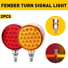 Truck 48 LED Round Dual Face Red/Amber Fender Marker Light Turn Signal Pedestal 6B93BC-57