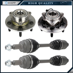 2X CV Axles + 2X Wheel Bearings Front For Dodge Ram 1500 4WD w/ Rear ABS Brakes