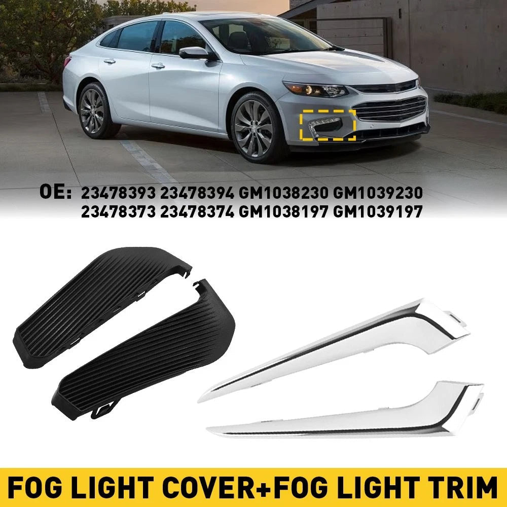 Chrome Front Bumper Fog Light Lamp Cover Trim for Set Chevrolet Malibu XL 16-18 6B93BC-57