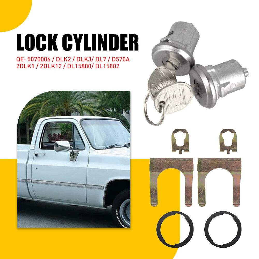 DLK2 Door Lock Cylinder w/ Keys Replacement for Chevy Truck C10 C20 C30 1500 EOA 6B93BC-57