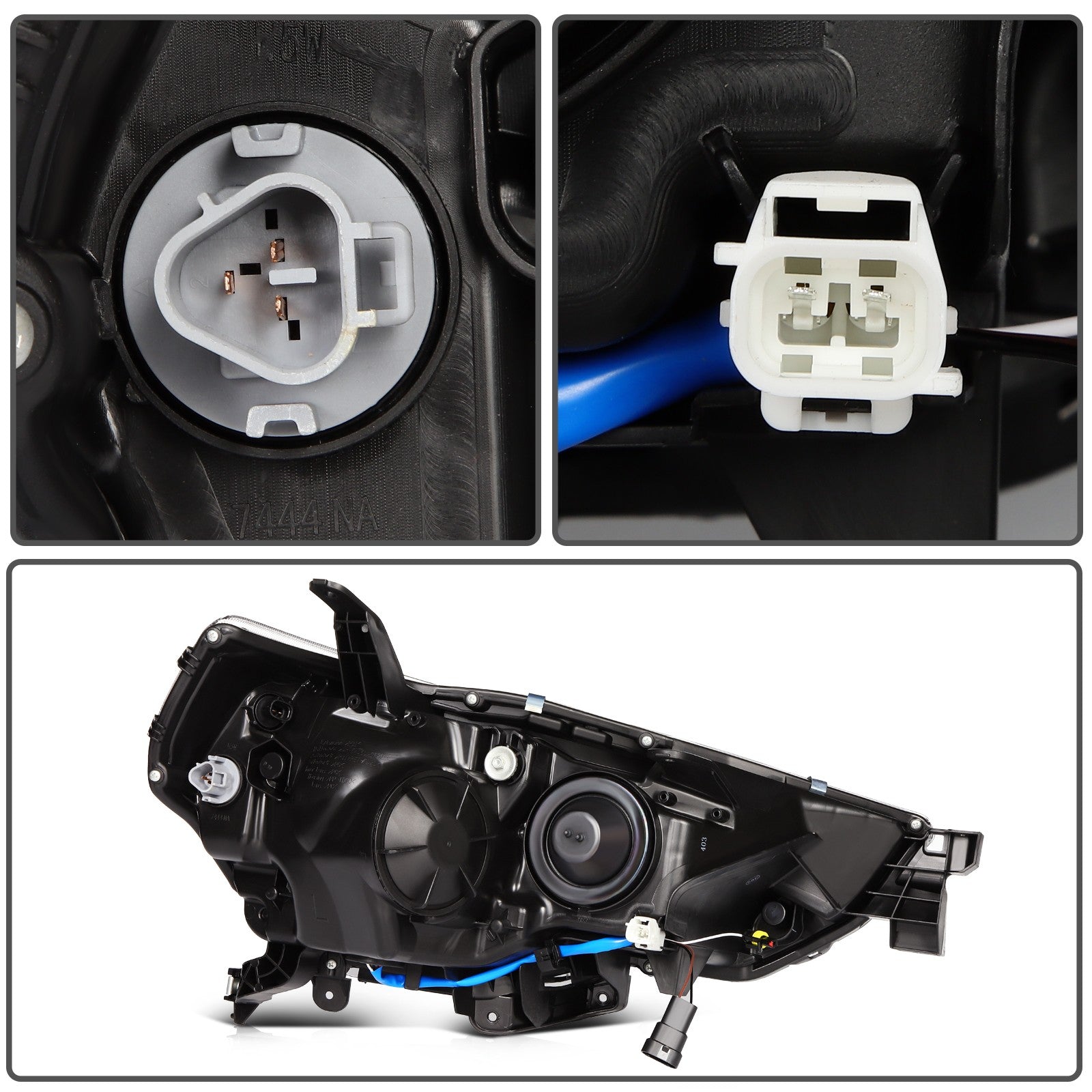 Pair Kit LED Headlights Assembly For 2014-2021 Toyota 4Runner 4.0L Black Amber 6B93BC-57