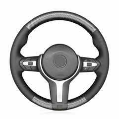 Hand-Sewing 5D Carbon Fiber& Hole Leather Steering Wheel Covers Wrap For BMW M4