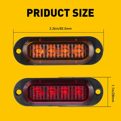 4-LED Side Marker Amber Red Lights Clearance Light Truck Trailer RV Waterproof A 6B93BC-57