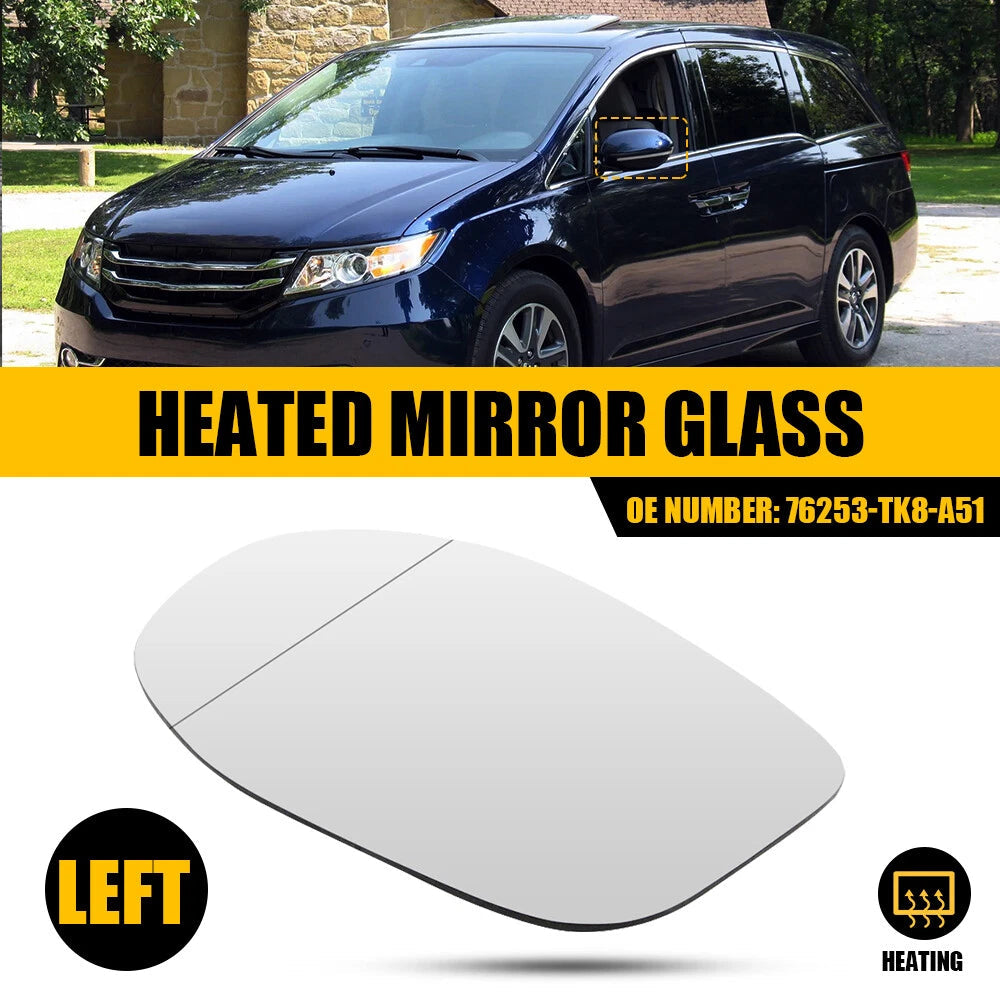 Driver Side Left Heated Mirror Glass w/Backing Plate for 2013-2017 Honda Odyssey 6B93BC-57