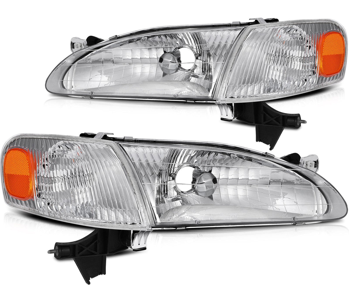 ECCPP Headlights Assembly For Toyota For Corolla 1.8L 1998-200 Pair Chrome Amber 6B93BC-57